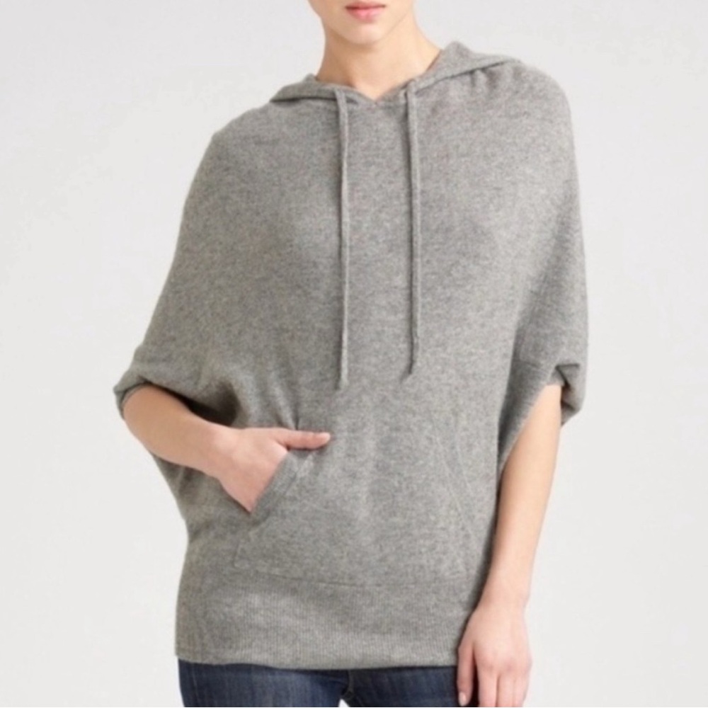 Vince Charcoal Hooded Poncho cashmere